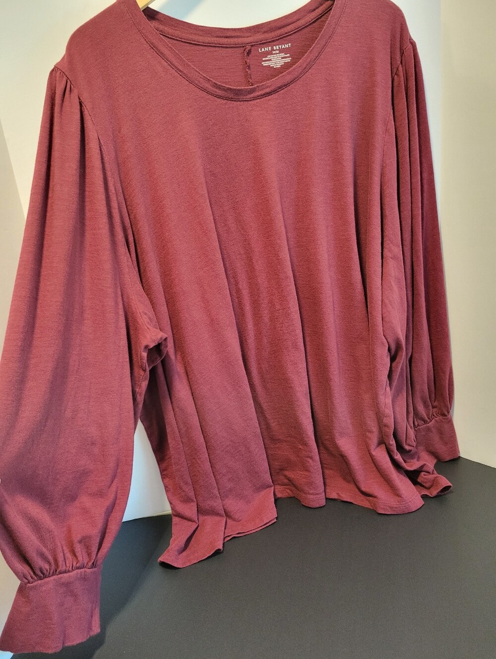 Lane Bryant Maroon Long Sleeve Shirt Size 34/36 Casual Comfort Fall